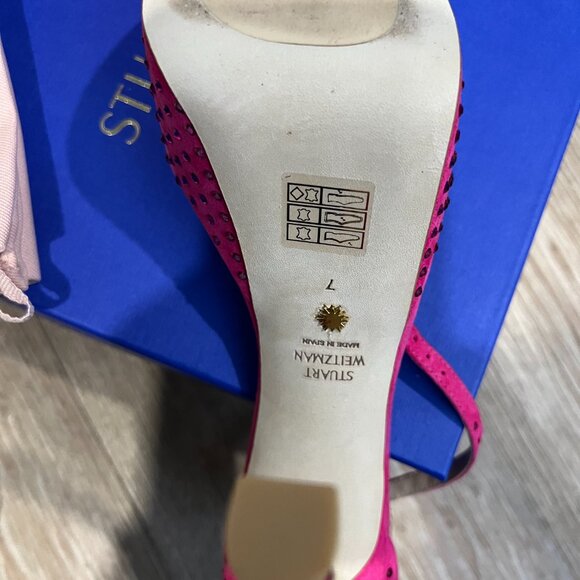 NEW Stuart Weitzman Nudistcurve Hollywood Shine Platform Sandal, Magenta, Size7B - Picture 8 of 9